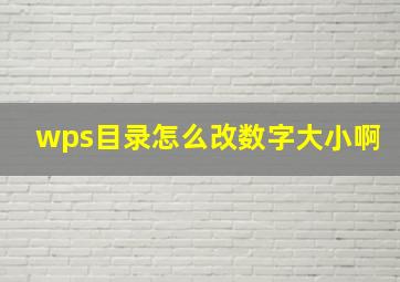 wps目录怎么改数字大小啊