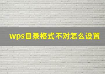 wps目录格式不对怎么设置