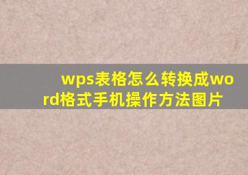 wps表格怎么转换成word格式手机操作方法图片