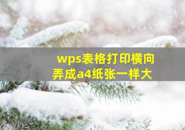 wps表格打印横向弄成a4纸张一样大