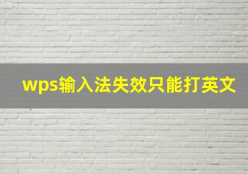 wps输入法失效只能打英文