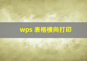 wps 表格横向打印