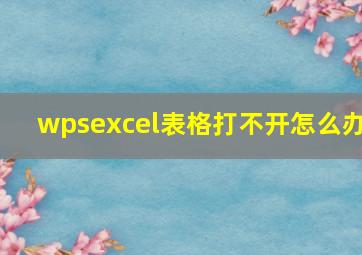 wpsexcel表格打不开怎么办