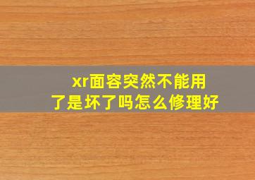 xr面容突然不能用了是坏了吗怎么修理好