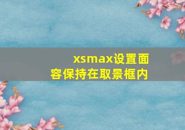 xsmax设置面容保持在取景框内