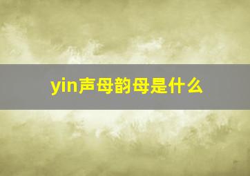 yin声母韵母是什么