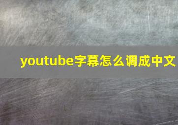 youtube字幕怎么调成中文