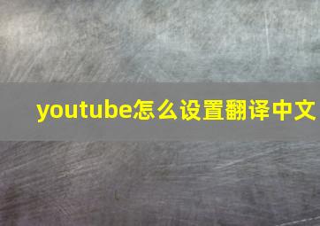 youtube怎么设置翻译中文